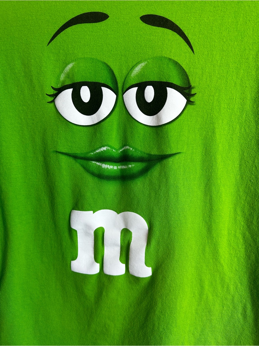 M&M'S Green Character Face Graphic Tee with White 'm' Logo